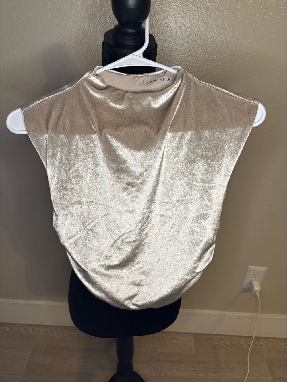 Abercrombie & Fitch Silver Metallic Mock Neck Top